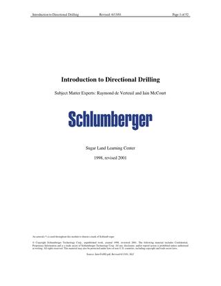 Introduction to Directional Drilling Pdf by Schlumburger Free Download