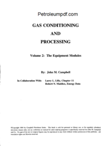 Gas Conditioning and Processing Volume 2 PDF Free Download.