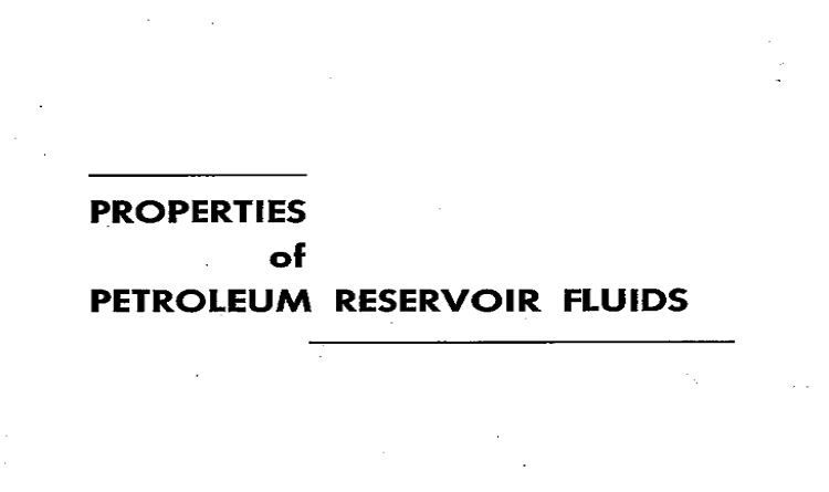 Properties of Petroleum Reservoir Fluids Pdf